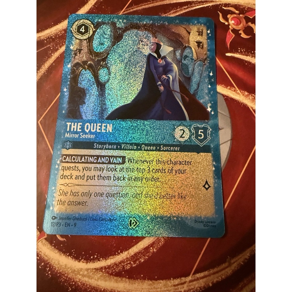 Disney Lorcana The Queen Mirror Seeker 12/P3 Glimmer Foil Costco Exclusive Promo